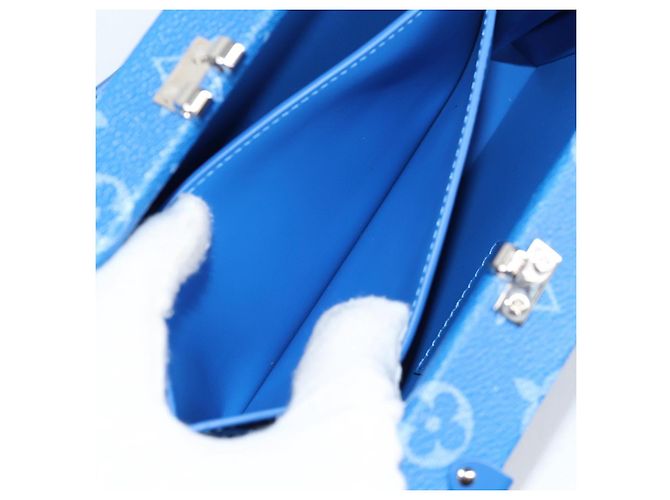 LOUIS VUITTON Monogram Clouds Trunk Clutch Blu Bianco M20403 Auth 140899SM - vista 23