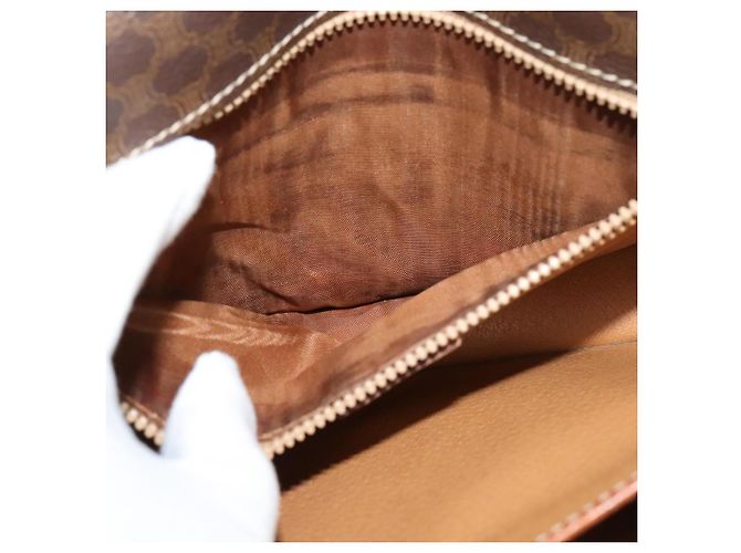 Céline Borsa a Spalla in Tela Macadam CELINE in Pelle PVC Marrone Oro Auth 140198 D'oro - vista 11