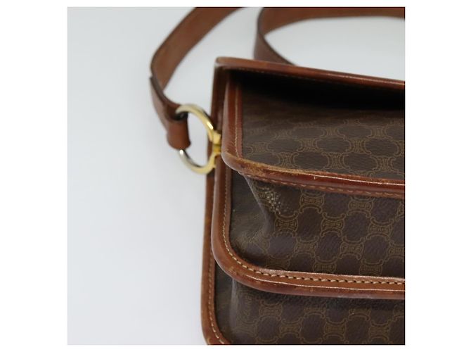 Céline Borsa a Spalla in Tela Macadam CELINE in Pelle PVC Marrone Oro Auth 140198 D'oro - vista 14