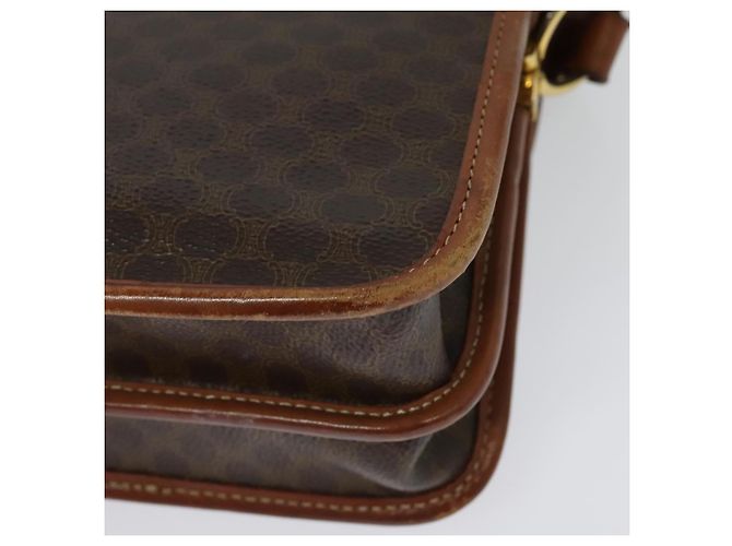 Céline Borsa a Spalla in Tela Macadam CELINE in Pelle PVC Marrone Oro Auth 140198 D'oro - vista 16
