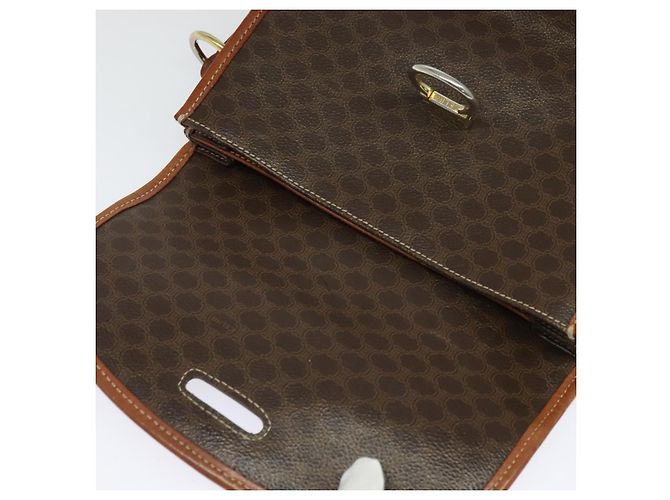 Céline Borsa a Spalla in Tela Macadam CELINE in Pelle PVC Marrone Oro Auth 140198 D'oro - vista 18