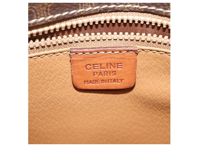 Céline Borsa a Spalla in Tela Macadam CELINE in Pelle PVC Marrone Oro Auth 140198 D'oro - vista 19