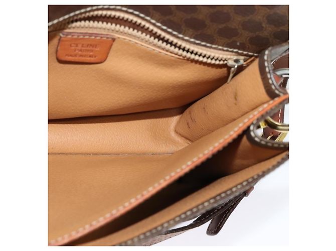 Céline Borsa a Spalla in Tela Macadam CELINE in Pelle PVC Marrone Oro Auth 140198 D'oro - vista 20