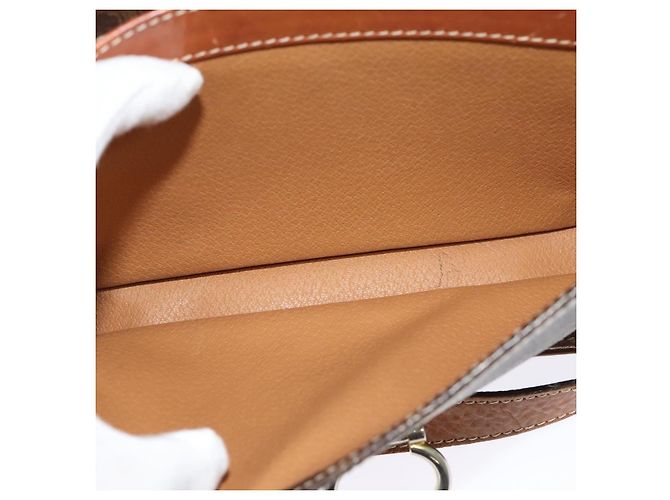Céline Borsa a Spalla in Tela Macadam CELINE in Pelle PVC Marrone Oro Auth 140198 D'oro - vista 22