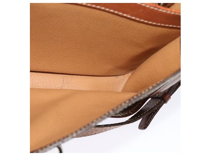 Céline Borsa a Spalla in Tela Macadam CELINE in Pelle PVC Marrone Oro Auth 140198 D'oro - vista 23