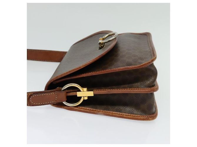 Céline Borsa a Spalla in Tela Macadam CELINE in Pelle PVC Marrone Oro Auth 140198 D'oro - vista 3
