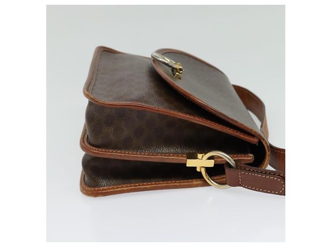Céline Borsa a Spalla in Tela Macadam CELINE in Pelle PVC Marrone Oro Auth 140198 D'oro - vista 4