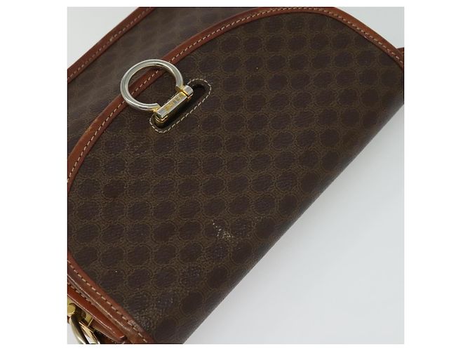 Céline Borsa a Spalla in Tela Macadam CELINE in Pelle PVC Marrone Oro Auth 140198 D'oro - vista 6