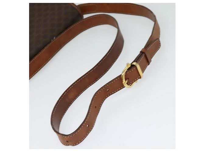 Céline Borsa a Spalla in Tela Macadam CELINE in Pelle PVC Marrone Oro Auth 140198 D'oro - vista 7