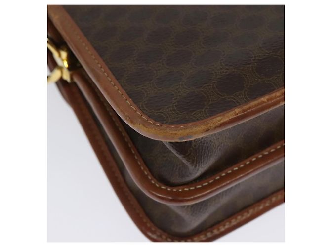 Céline Borsa a Spalla in Tela Macadam CELINE in Pelle PVC Marrone Oro Auth 140198 D'oro - vista 9