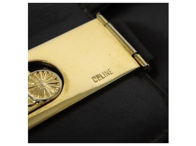 Borsa a Spalla CÉLINE Carrozza in Pelle Marrone Oro Auth 140615 D'oro - vista 10