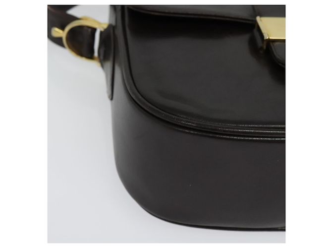 Borsa a Spalla CÉLINE Carrozza in Pelle Marrone Oro Auth 140615 D'oro - vista 14