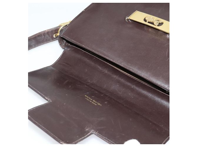 Borsa a Spalla CÉLINE Carrozza in Pelle Marrone Oro Auth 140615 D'oro - vista 18