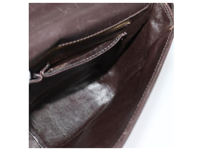 Borsa a Spalla CÉLINE Carrozza in Pelle Marrone Oro Auth 140615 D'oro - vista 20