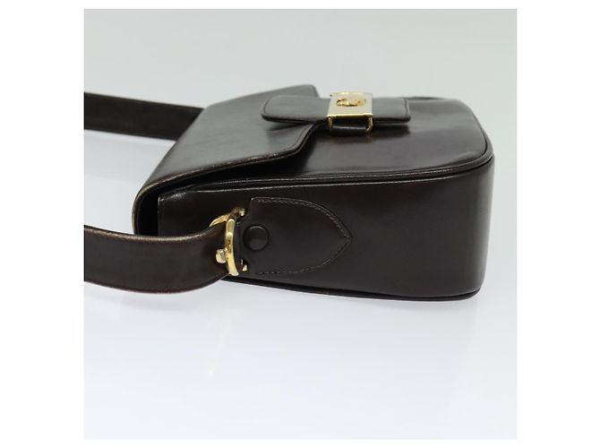 Borsa a Spalla CÉLINE Carrozza in Pelle Marrone Oro Auth 140615 D'oro - vista 3