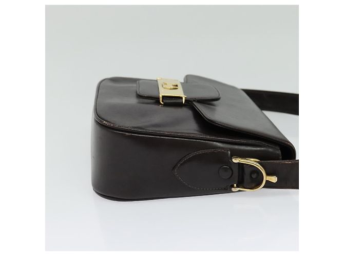 Borsa a Spalla CÉLINE Carrozza in Pelle Marrone Oro Auth 140615 D'oro - vista 4