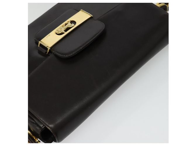 Borsa a Spalla CÉLINE Carrozza in Pelle Marrone Oro Auth 140615 D'oro - vista 6