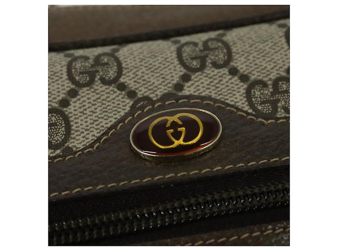 Borsa a Spalla GUCCI GG Supreme Web Sherry Line PVC Beige Oro Rosso Auth ep10859 D'oro - vista 14