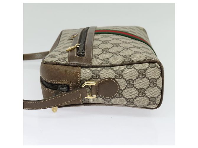 Borsa a Spalla GUCCI GG Supreme Web Sherry Line PVC Beige Oro Rosso Auth ep10859 D'oro - vista 4