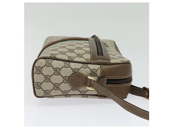 Borsa a Spalla GUCCI GG Supreme Web Sherry Line PVC Beige Oro Rosso Auth ep10859 D'oro - vista 5