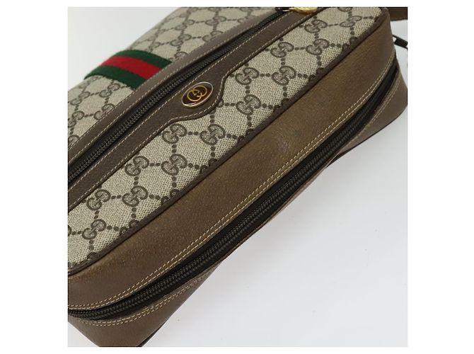 Borsa a Spalla GUCCI GG Supreme Web Sherry Line PVC Beige Oro Rosso Auth ep10859 D'oro - vista 6