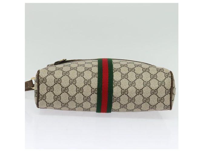 Borsa a Spalla GUCCI GG Supreme Web Sherry Line PVC Beige Oro Rosso Auth ep10859 D'oro - vista 9