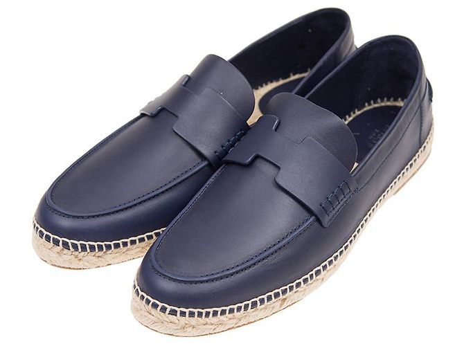 Espadrillas Hermès Trip blu navy in pelle di vitello 40 - vista 2