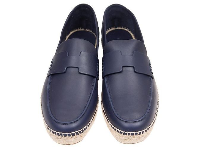 Espadrillas Hermès Trip blu navy in pelle di vitello 40 - vista 3
