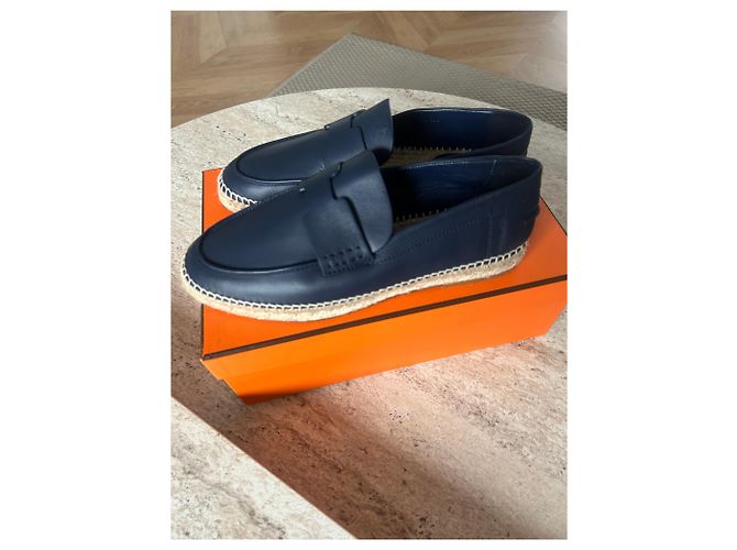 Espadrillas Hermès Trip blu navy in pelle di vitello 40 - vista 5