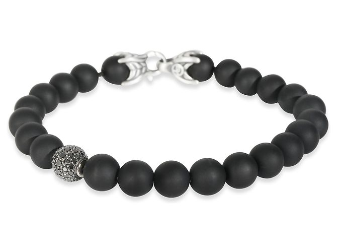 Bracciale in argento sterling con perle spirituali e diamanti David Yurman - vista 4