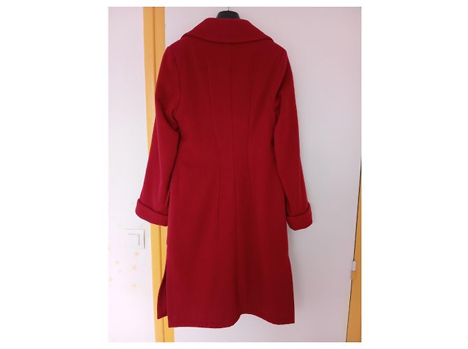 Abrigo de lana rojo Yves Saint Laurent Talla 38 Roja - vista 3