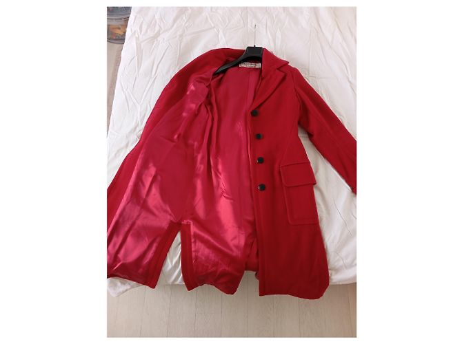 Abrigo de lana rojo Yves Saint Laurent Talla 38 Roja - vista 5