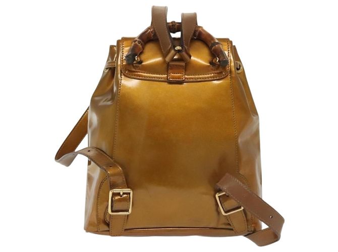 Bamboo Zaino Vintage in Bambù Gucci Mini in Vernice D'oro - vista 2