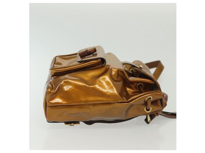 Bamboo Zaino Vintage in Bambù Gucci Mini in Vernice D'oro - vista 3