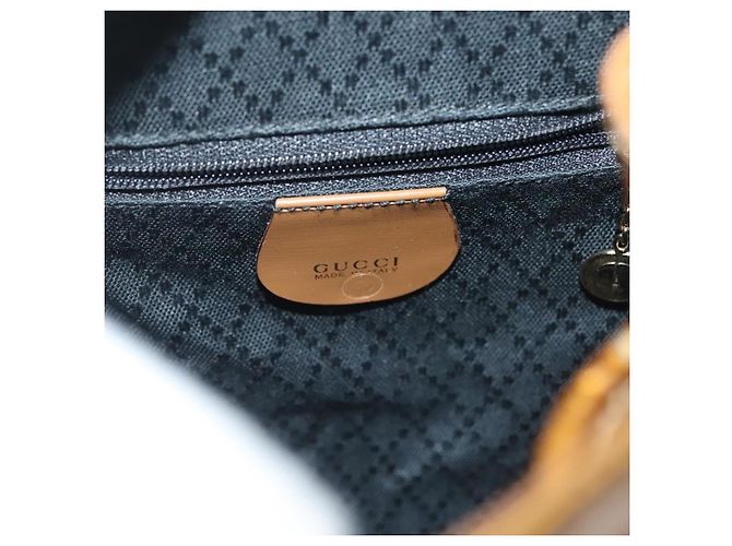 Bamboo Zaino Vintage in Bambù Gucci Mini in Vernice D'oro - vista 6