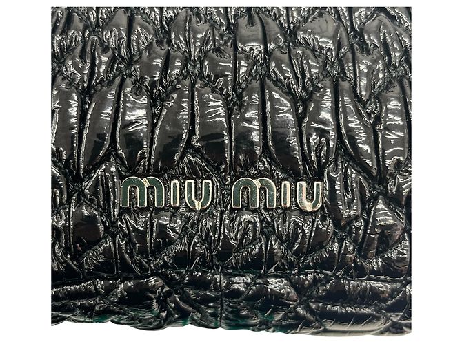 Miu Miu Matelassé Schmuck-Lackschwarz 2-Wege-Tasche - Ansicht 12