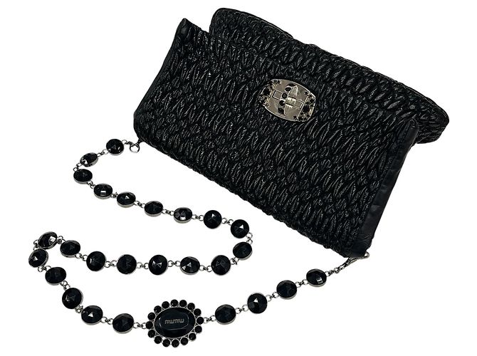 Miu Miu Matelassé Schmuck-Lackschwarz 2-Wege-Tasche - Ansicht 14