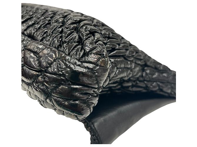 Miu Miu Matelassé Schmuck-Lackschwarz 2-Wege-Tasche - Ansicht 7