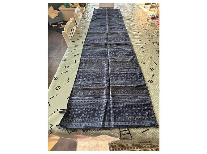 Autre Marque Sciarpa BROCHIER SOIERIE 1890 in Seta e Lana Blu Navy - vista 7