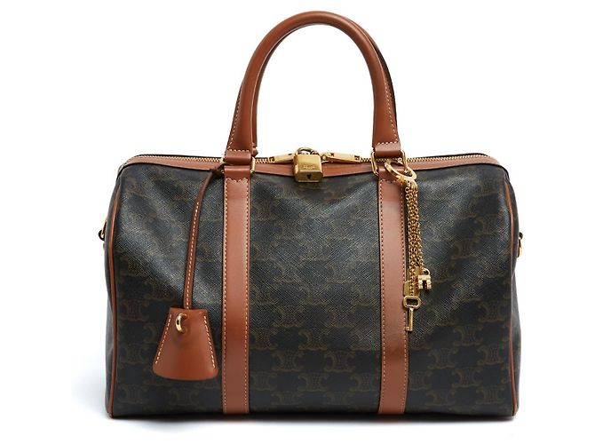 Celine Borsa GM Charms 2025 Boston Triomphe Canvas con Tracolla Céline Marrone - vista 2