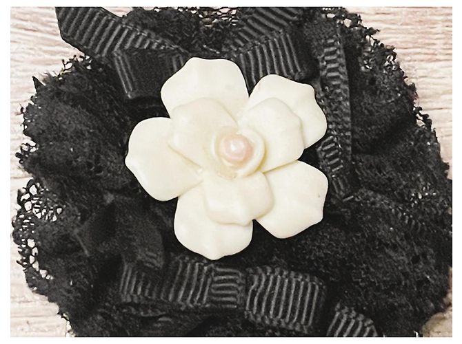 Pente delicado DOLCE & GABBANA em metal dourado com flor de seda preta Preto - vista 2
