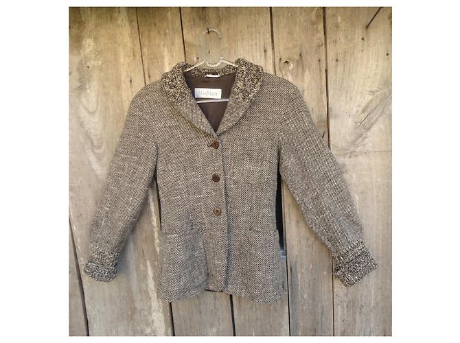 Giacca Max Mara marrone in lana e seta - vista 3