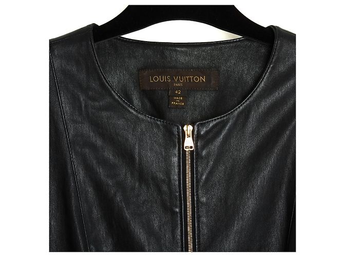 Louis Vuitton Schwarzes Leder Minimal Kleid FR42 UK14 US12 - Ansicht 2