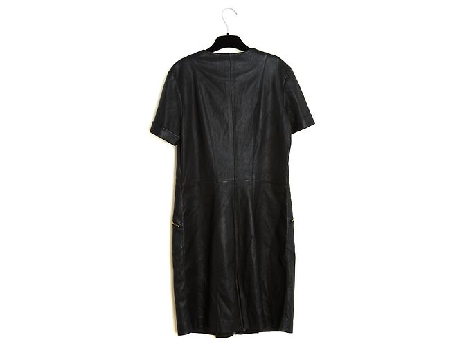 Louis Vuitton Schwarzes Leder Minimal Kleid FR42 UK14 US12 - Ansicht 6