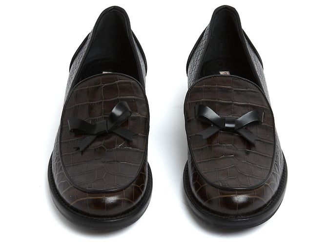 Autre Marque Mocassins Fabrizio Viti Preto EU38.5 Marrom Escuro Preto Couro UK5.5 US8 - vista 2