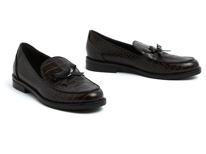 Autre Marque Mocassins Fabrizio Viti Preto EU38.5 Marrom Escuro Preto Couro UK5.5 US8 - vista 3