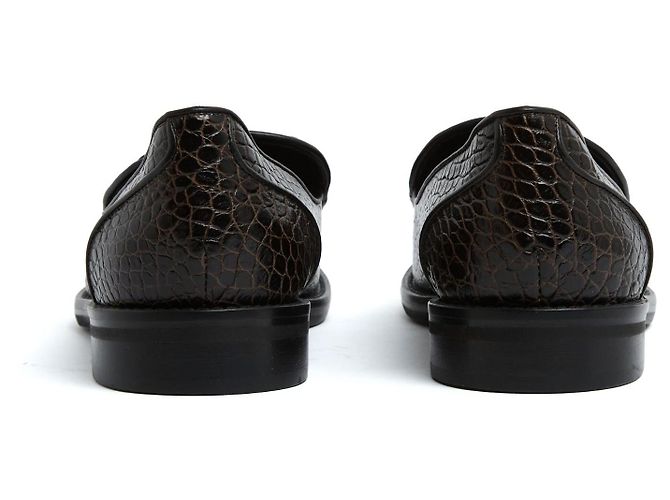 Autre Marque Mocassins Fabrizio Viti Preto EU38.5 Marrom Escuro Preto Couro UK5.5 US8 - vista 4