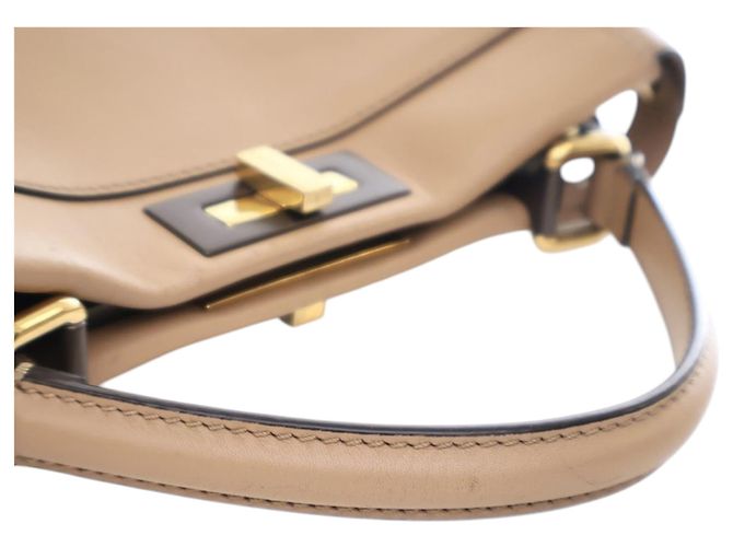 Fendi Beige Medium Leather Peekaboo Iconic Satchel - vista 11