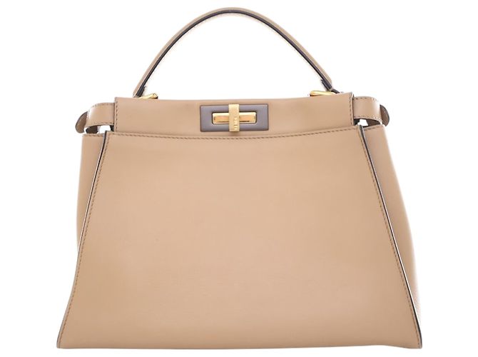 Fendi Beige Medium Leather Peekaboo Iconic Satchel - vista 3