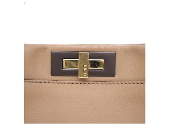 Fendi Beige Medium Leather Peekaboo Iconic Satchel - vista 7